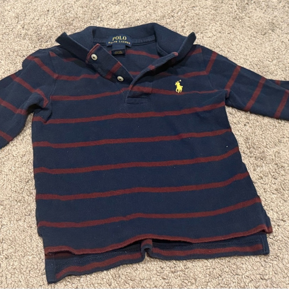 Polo by Ralph Lauren Kids Blue and Maroon Striped Polo